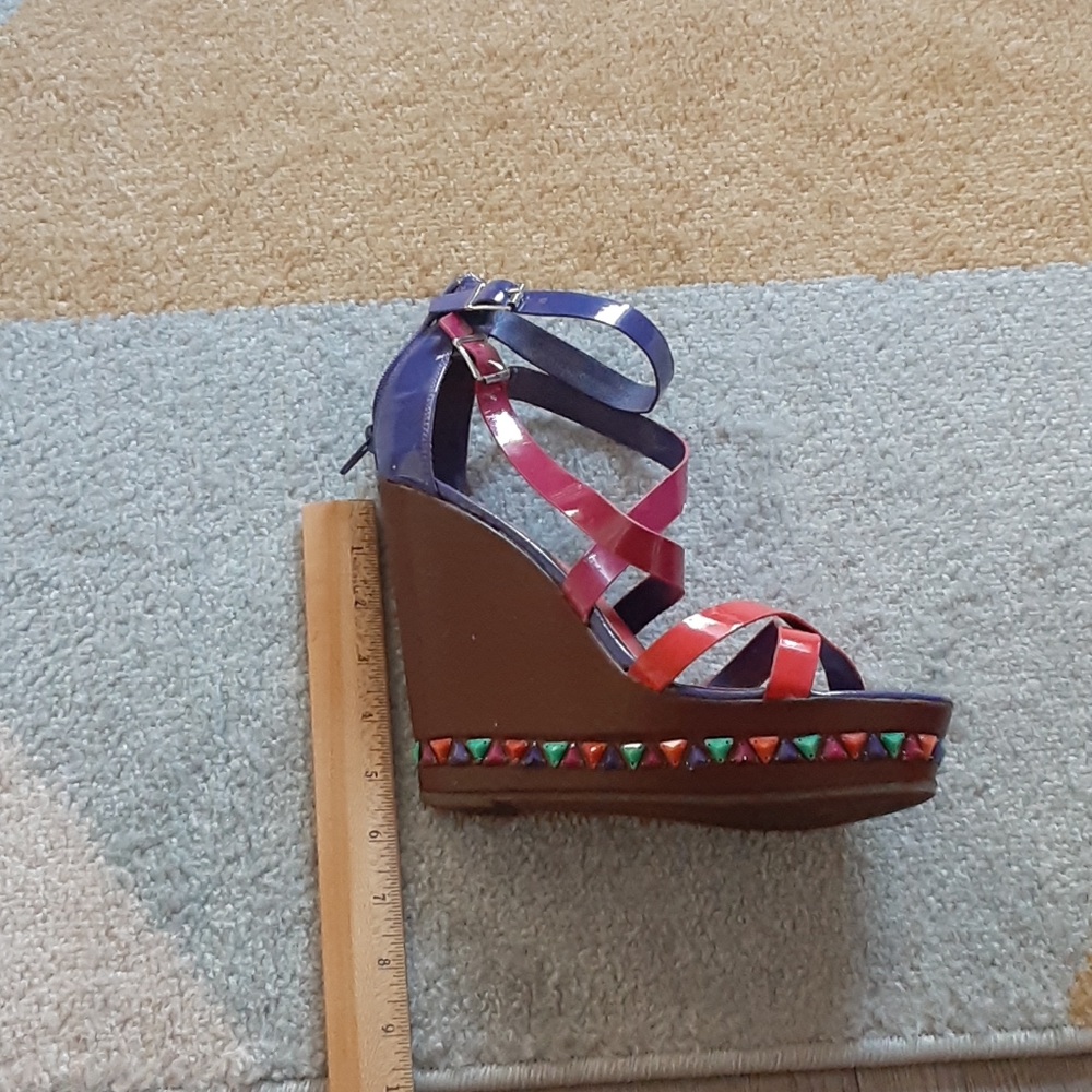Fun, Multicolored Wedge Sandals - Picture 3 of 5